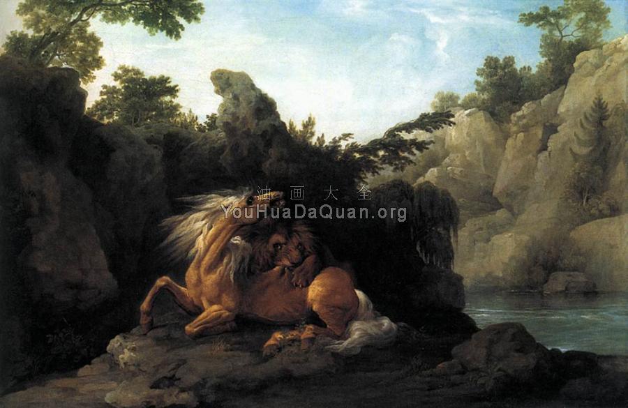 Lion Devouring A Horse - 乔治·斯塔布斯